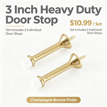 Загрузить изображение в средство просмотра галереи, 3 Inch Heavy Duty Door Stop Champagne Bronze Finish, 2 Pack Solid Metal Floor Door Stopper for Interior Doors