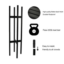 Load image into Gallery viewer, 2-Tier adjustable plant stand in matte black finish, rustproof design, supports 220lbs, easy tool-free assembly for indoor/outdoor use.