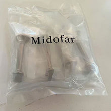 Afbeelding in Gallery-weergave laden, Pack of two brushed nickel door stoppers in clear packaging with 'Midofar' branding.