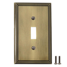 이미지를 갤러리 뷰어에 로드 , Antique brass light switch cover made of durable zinc alloy with standard size plate and screws included.