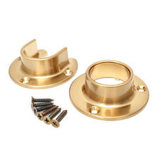 Load image into Gallery viewer, Cosnys Closet Pole Sockets - Heavy duty zinc alloy U and O brackets with screws for 1-1/4 inch rods in a gold finish.