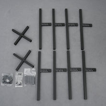 Load image into Gallery viewer, Components of 2-Tier Adjustable Plant Stand for indoor and outdoor use, includes bars, cross pieces, and assembly hardware.