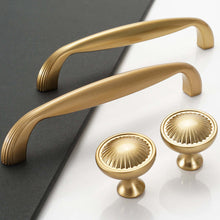 Load image into Gallery viewer, Comparison of Gold Knobs and Pulls for Different Furniture Styles