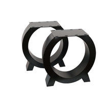 Load image into Gallery viewer, Pair of matte black metal chair legs in a circular design for DIY furniture, made from heavy-duty steel for tables and chairs by Triumph Hardware.
