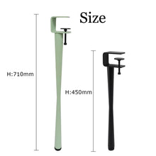 Загрузить изображение в средство просмотра галереи, Adjustable clamp table legs in green and black, showing size dimensions 710mm and 450mm, ideal for modern coffee or office desks.