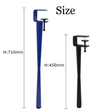 Загрузить изображение в средство просмотра галереи, Adjustable clamp table legs in blue and black, 710mm and 450mm height options for desks.