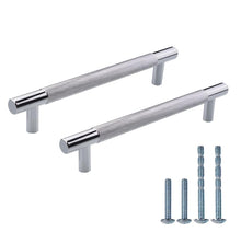 Load image into Gallery viewer, Knurled Cabinet Pulls – Modern Aluminum Drawer Handles in Polished Chrome, 128mm & 160mm Hole Centers