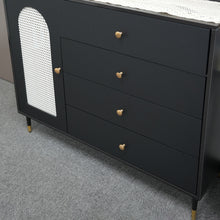 Carica l'immagine nel visualizzatore di Gallery, Round Cabinet Knobs on a black cabinet with golden accents and perforated door, showcasing premium design.