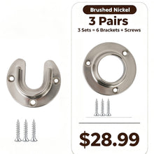 이미지를 갤러리 뷰어에 로드 , | Brushed Nickel Closet Pole Sockets Open Closed Flange Supports 3 Pairs