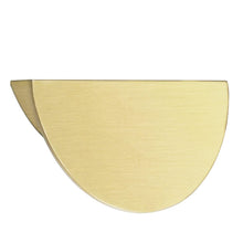 Load image into Gallery viewer, Brushed brass half moon cabinet pull, 2.5 inch handle, modern zinc alloy drawer pull.