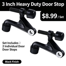 Load image into Gallery viewer, Matte Black Heavy Duty Hinge Door Stop 2 Pack, No Drill Adjustable Hinge Pin Stopper for Interior Doors