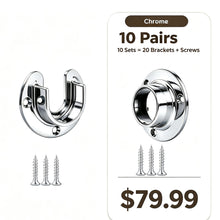 이미지를 갤러리 뷰어에 로드 , Polished Chrome Closet Pole Sockets Open Closed Flange Brackets 10 Pairs