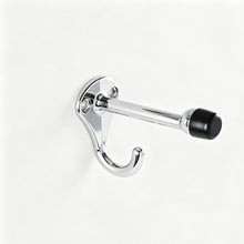 Load image into Gallery viewer, Triumph Hardware polished chrome solid zinc alloy door stop with coat hook, main product view