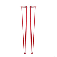 Load image into Gallery viewer, Red 30-inch metal hairpin furniture legs, durable and versatile for DIY tables, desks, and nightstands, Triumph Hardware.