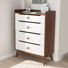 Load image into Gallery viewer, Wooden dresser with white drawers featuring lemon gold zinc alloy round knobs in a modern bedroom setting.