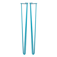 Load image into Gallery viewer, Red 30-inch hairpin furniture legs, metal DIY items for nightstands, coffee tables, desks with rubber floor protectors by Triumph Hardware.