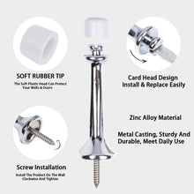 Load image into Gallery viewer, Triumph Hardware chrome door stopper with rubber tip and zinc alloy, features easy screw installation and durable metal casting.