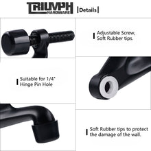 Load image into Gallery viewer, Matte black hinge pin door stopper with adjustable screw and soft rubber tips, suitable for 1/4" hinge pin hole by Triumph Hardware.
