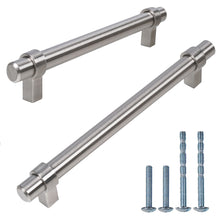 Carica l'immagine nel visualizzatore di Gallery, Satin Nickel T-Bar Cabinet Pulls with Screws, Iron and Zinc Alloy, Multiple Sizes for Kitchen and Closet Drawer Handles - 10 Pieces