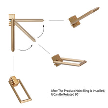 Load image into Gallery viewer, Zinc alloy square pendant drawer handle, lemon gold finish, showcasing rotating feature for versatile cabinet installation.