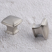 Load image into Gallery viewer, 5-pack brushed nickel square cabinet knobs - value set packaging