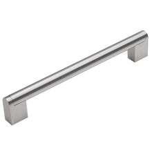 Load image into Gallery viewer, close-up of brushed nickel finish on cabinet bar pull - satin texture