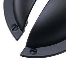 Load image into Gallery viewer, close-up of matte black finish on cup drawer pulls - textured surface detail