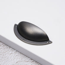 Load image into Gallery viewer, close-up of retro silver finish on cup drawer pulls - vintage texture