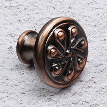 Load image into Gallery viewer, close-up of hand-polished antique copper finish on drawer knob