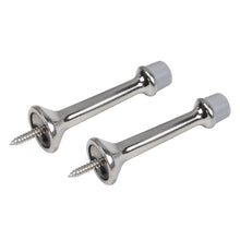 Afbeelding in Gallery-weergave laden, Adjustable heavy duty door stoppers, 3 inch, brushed nickel zinc alloy with rubber tips, 2 pack by Triumph Hardware.
