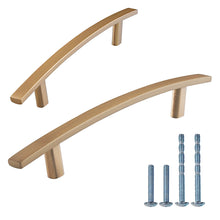 Load image into Gallery viewer, Champagne bronze drawer handles for kitchen, set of two, with screws included for easy installation.