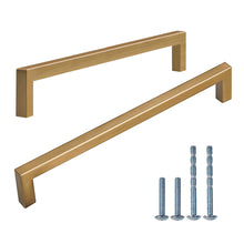 Load image into Gallery viewer, champagne bronze square cabinet pulls - zinc alloy modern design