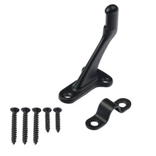 画像をギャラリービューアに読み込む, Matte black handrail bracket with screws and matching fasteners for secure mounting.