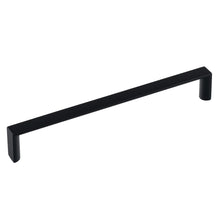 Load image into Gallery viewer, Matte black cabinet handle, durable 6-1/4 inch square design, perfect for kitchen and bathroom drawers, Triumph Hardware.