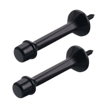 이미지를 갤러리 뷰어에 로드 , Matte black 3-inch heavy duty door stops with soft rubber tips, zinc alloy metal, two pack by Triumph Hardware, ideal for home or office use.