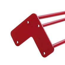 Load image into Gallery viewer, Red 30-inch metal hairpin furniture legs for coffee tables and desks, featuring rubber floor protectors.