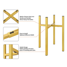 Load image into Gallery viewer, Lemon gold metal plant stand, adjustable and durable, designed for indoor and outdoor use, ideal for various pot sizes and styles.