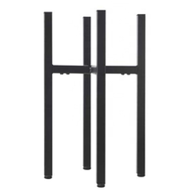 Load image into Gallery viewer, Adjustable metal plant stand in matte black with reversible design for indoor and outdoor use. Easy tool-free assembly.
