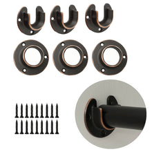 Load image into Gallery viewer, Cosnys Closet Pole Sockets – Heavy Duty Zinc Alloy Rod End Supports with U &amp; O Brackets for 1-1/4 Inch Rods, Wall Mount Flange Holders with Screws | Multiple Finishes
