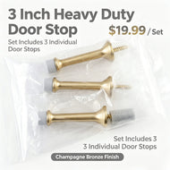 3 Inch Heavy Duty Champagne Bronze Door Stop, 3 Pack Durable Metal Floor Mount Door Stopper for Home Doors