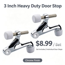 Загрузить изображение в средство просмотра галереи, 3 Inch Heavy Duty Hinge Pin Door Stop Polished Chrome Finish 2 Pack, Adjustable No Drill Hinge Mount Metal Door Stopper for Interior Home Doors
