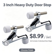 3 Inch Heavy Duty Hinge Pin Door Stop Polished Chrome Finish 2 Pack, Adjustable No Drill Hinge Mount Metal Door Stopper for Interior Home Doors
