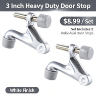 3 Inch Heavy Duty Hinge Pin Door Stop White Mist Silver Finish 2 Pack, Adjustable No Drill Metal Door Stopper for Interior Home Doors