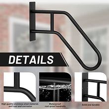 画像をギャラリービューアに読み込む, Midofar Wall Mount Handrail Metal Stairs Railing for Outdoor Step Handrails Black Safety Grab Bars for Garage, Porch, Garden 1 to 3 Steps Stairs (1 Inch Diameter Pipe, 28.7 Inch Length)
