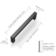 Hisucces 4 Pack 5 inch(128mm) Center to Center Matte Black Cabinet Pulls