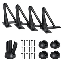 Load image into Gallery viewer, Set of 4 matte black 28 inch hairpin table legs with 3-rod design, includes screws and caps, ideal for DIY furniture projects.
