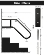 画像をギャラリービューアに読み込む, Midofar Wall Mount Handrail Metal Stairs Railing for Outdoor Step Handrails Black Safety Grab Bars for Garage, Porch, Garden 1 to 3 Steps Stairs (1 Inch Diameter Pipe, 28.7 Inch Length)
