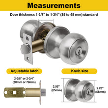 Load image into Gallery viewer, Midofar Hardware Keyed Entry Door Knob Set, Entrance Door Lock in Solid Stainless Steel for Exterior and Interior, Round Ball Handle, 1 Pack
