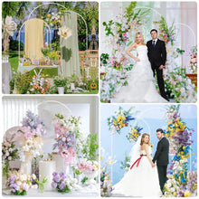 Cargar imagen en el visor de la galería, Gold Metal Arch Backdrop Stand Set of 3 (7.2FT, 6.6FT, 6FT) – Wedding Backdrop Arch Frame for Ceremony, Party &amp; Event Decoration

