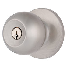 画像をギャラリービューアに読み込む, Midofar Transitional Keyed Entry Ball Door Knob, Satin Nickel - Designed for Traditional and Transitional Homes and Blends Seamlessly with Interior Décor, 1 Pack
